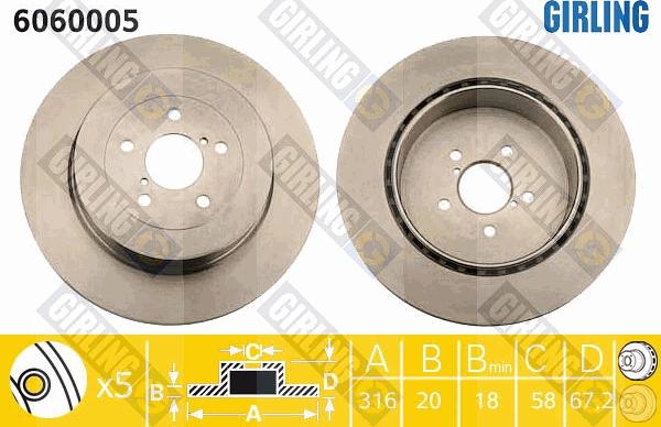 Girling 6060005 - Brake Disc autospares.lv