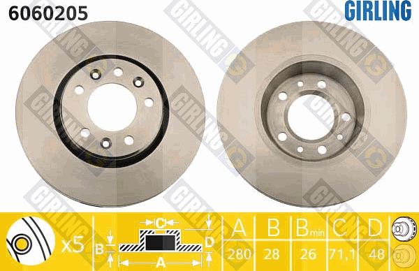 Girling 6060205 - Brake Disc autospares.lv