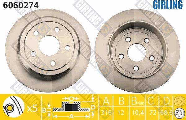 Girling 6060274 - Brake Disc autospares.lv