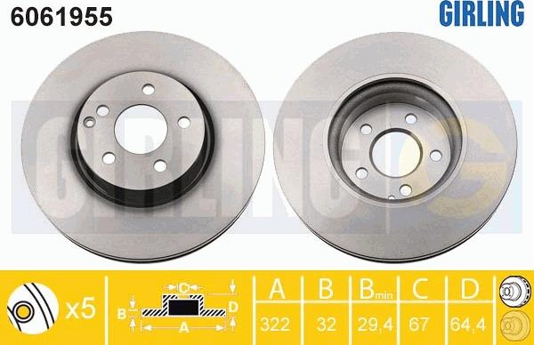 Girling 6061955 - Brake Disc autospares.lv