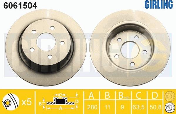 Girling 6061504 - Brake Disc autospares.lv