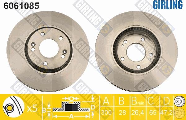 Girling 6061085 - Brake Disc autospares.lv