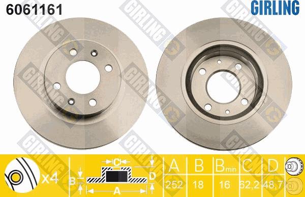 Girling 6061161 - Brake Disc autospares.lv