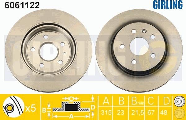 Girling 6061122 - Brake Disc autospares.lv