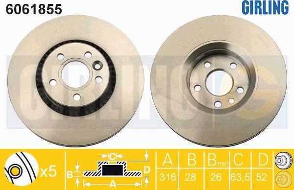 Girling 6061855 - Brake Disc autospares.lv