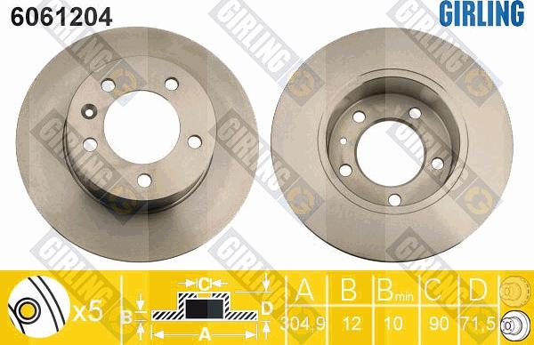 Girling 6061204 - Brake Disc autospares.lv