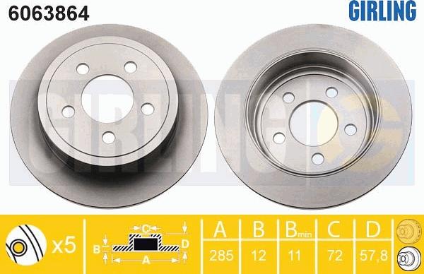 Girling 6063864 - Brake Disc autospares.lv