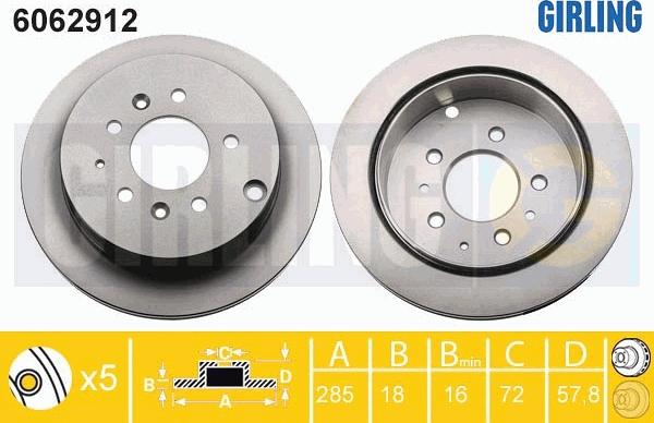 Girling 6062912 - Brake Disc autospares.lv