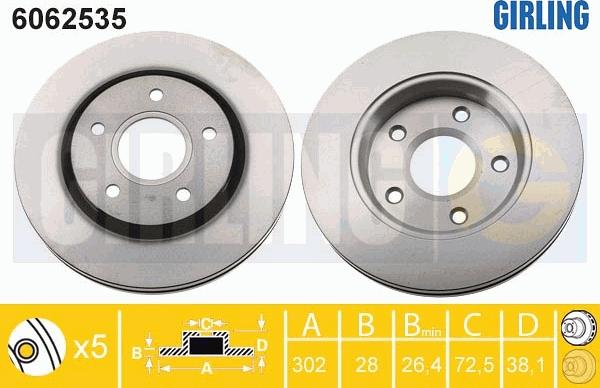 Girling 6062535 - Brake Disc autospares.lv