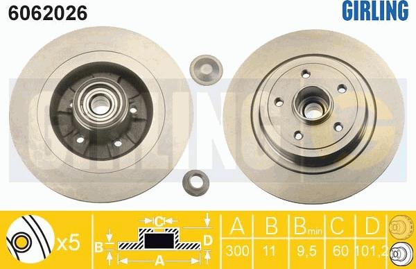 Girling 6062026 - Brake Disc autospares.lv