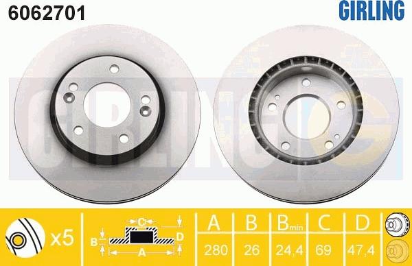 Girling 6062701 - Brake Disc autospares.lv