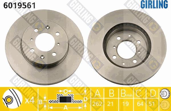 Girling 6019561 - Brake Disc autospares.lv