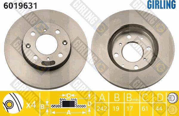 Girling 6019631 - Brake Disc autospares.lv