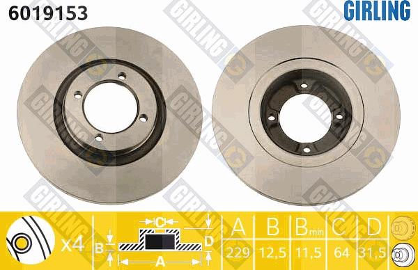 Girling 6019153 - Brake Disc autospares.lv