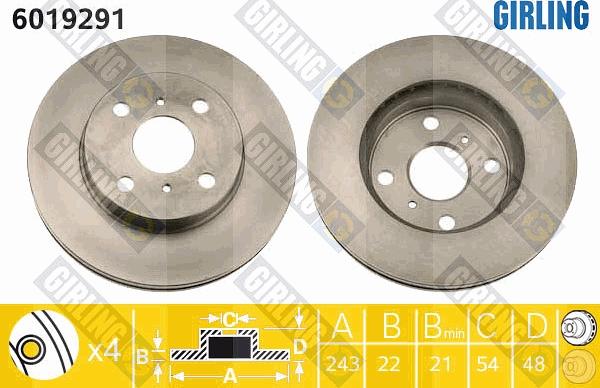 Girling 6019291 - Brake Disc autospares.lv