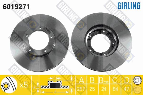 Girling 6019271 - Brake Disc autospares.lv