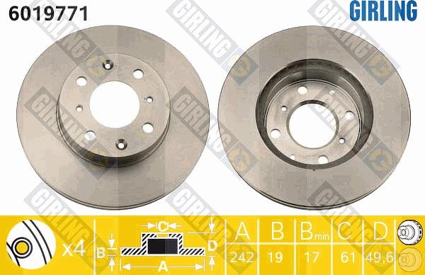 Girling 6019771 - Brake Disc autospares.lv