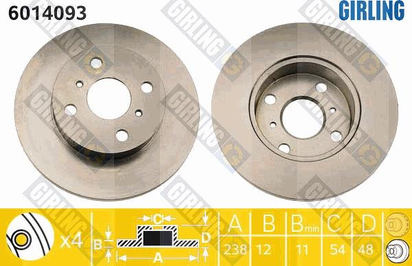 Girling 6014093 - Brake Disc autospares.lv