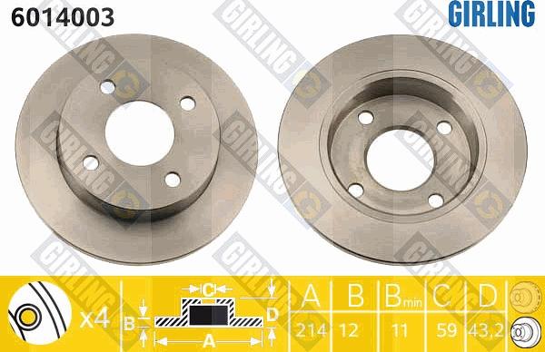 Girling 6014003 - Brake Disc autospares.lv