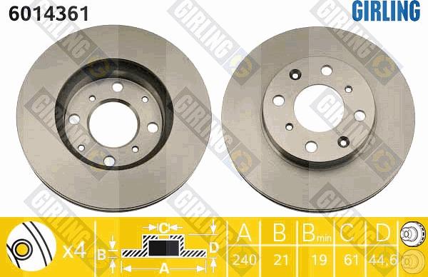 Girling 6014361 - Brake Disc autospares.lv