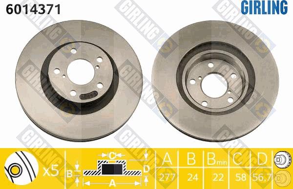 Girling 6014371 - Brake Disc autospares.lv