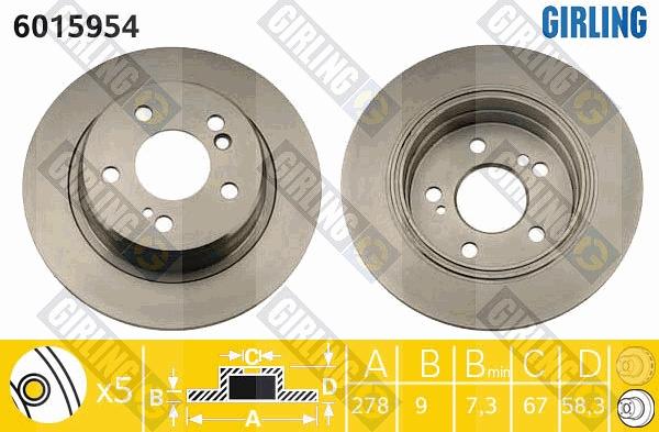 Girling 6015954 - Brake Disc autospares.lv