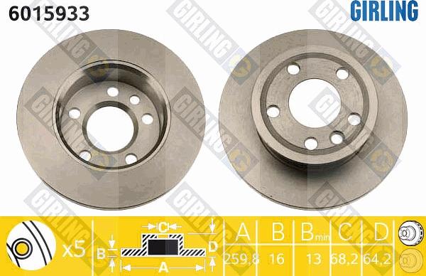 Girling 6015933 - Brake Disc autospares.lv