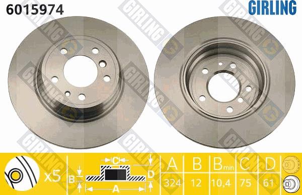 Girling 6015974 - Brake Disc autospares.lv