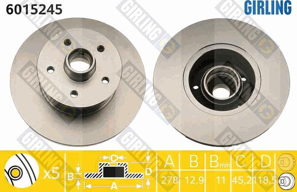 Girling 6015245 - Brake Disc autospares.lv