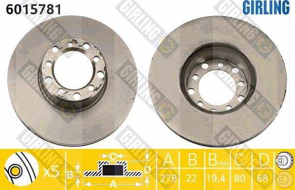 Girling 6015781 - Brake Disc autospares.lv