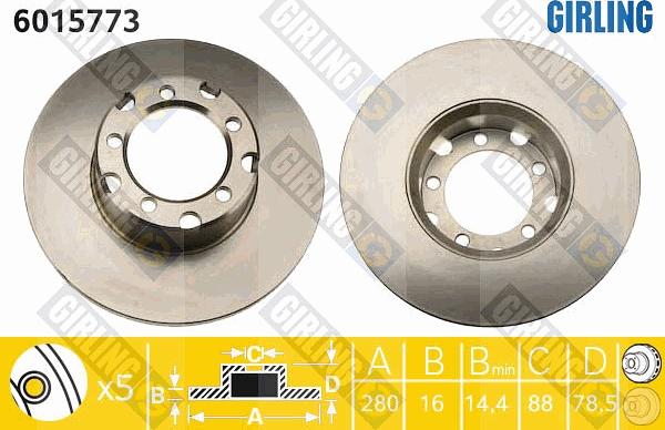 Girling 6015773 - Brake Disc autospares.lv