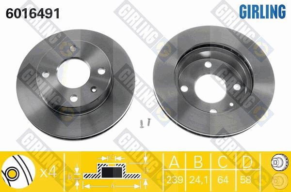 Girling 6016491 - Brake Disc autospares.lv