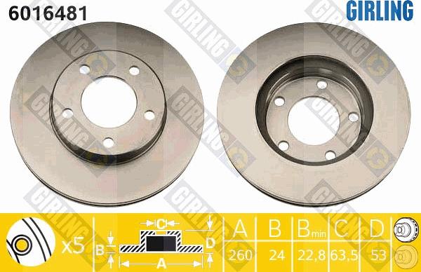 Girling 6016481 - Brake Disc autospares.lv