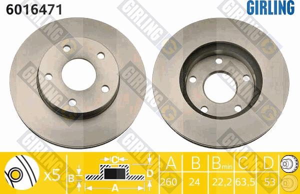 Girling 6016471 - Brake Disc autospares.lv