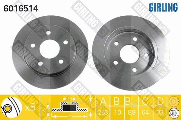 Girling 6016514 - Brake Disc autospares.lv