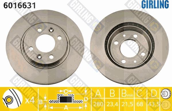 Girling 6016631 - Brake Disc autospares.lv