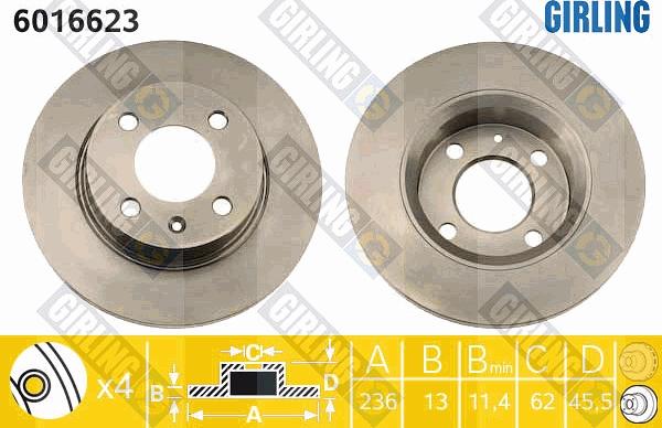 Girling 6016623 - Brake Disc autospares.lv