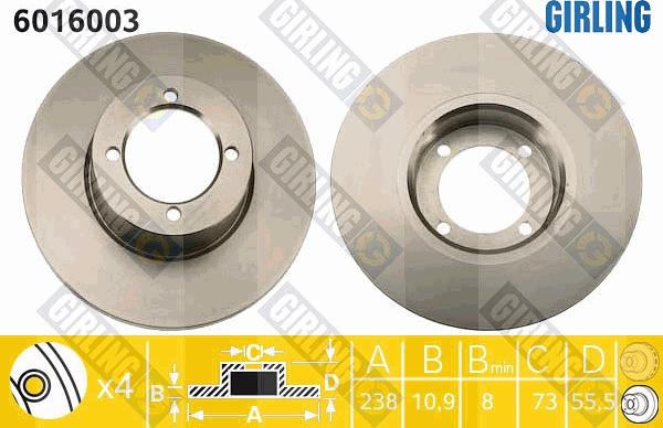 Girling 6016003 - Brake Disc autospares.lv