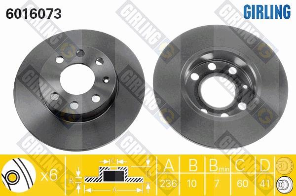 Girling 6016073 - Brake Disc autospares.lv