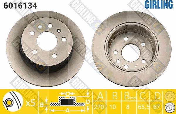 Girling 6016134 - Brake Disc autospares.lv