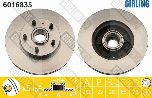 Girling 6016835 - Brake Disc autospares.lv