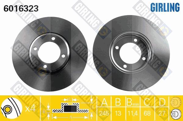 Girling 6016323 - Brake Disc autospares.lv