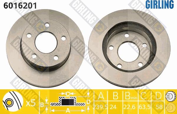 Girling 6016201 - Brake Disc autospares.lv