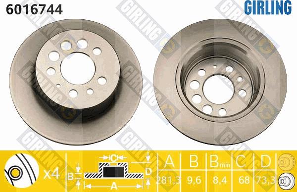 Girling 6016744 - Brake Disc autospares.lv