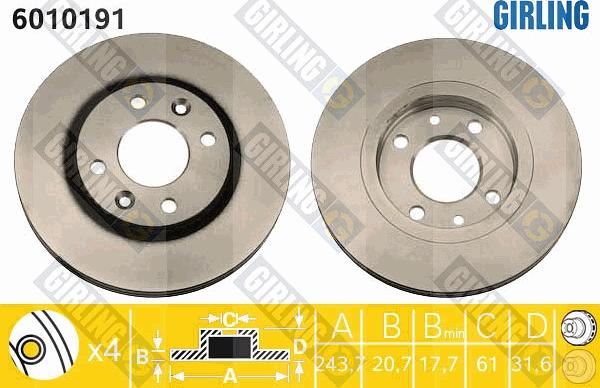 Girling 6010191 - Brake Disc autospares.lv