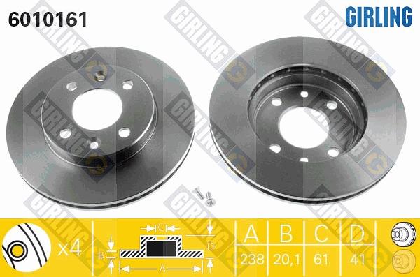 Girling 6010161 - Brake Disc autospares.lv