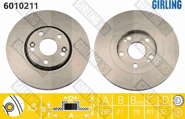 Girling 6010211 - Brake Disc autospares.lv