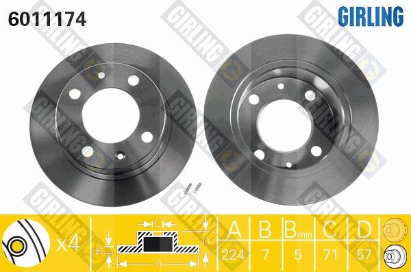 Girling 6011174 - Brake Disc autospares.lv