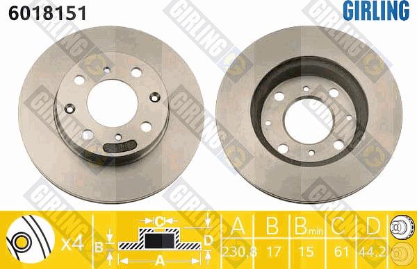 Girling 6018151 - Brake Disc autospares.lv