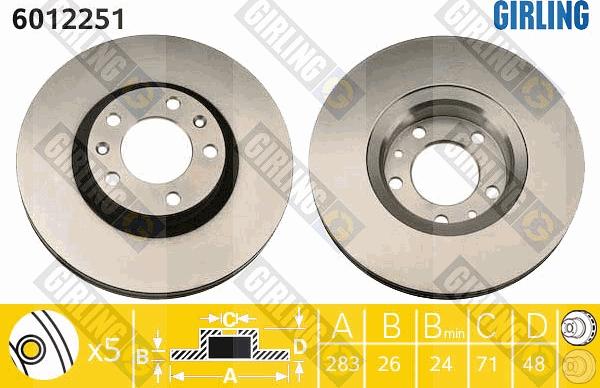 Girling 6012251 - Brake Disc autospares.lv